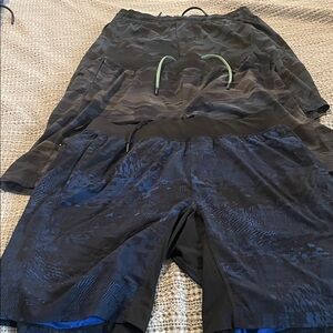 lululemon athletica Black and Blue Men Shorts